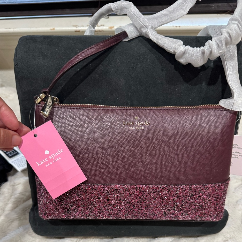 Kate Spade Burgundy and Glitter Pink Crossbody Bag NWT